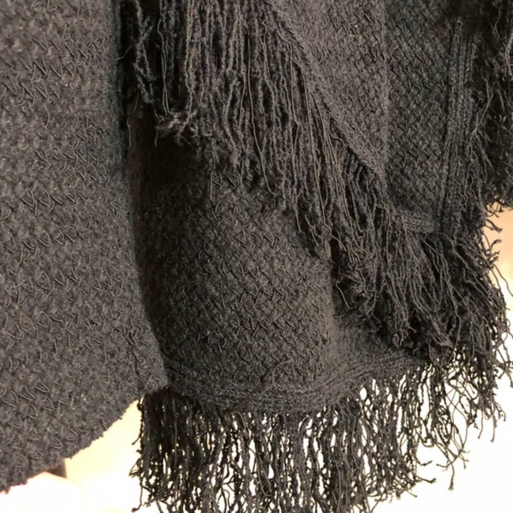 Maje‎ Fringe Cardigan Sweater Black Medium - Picture 11 of 12